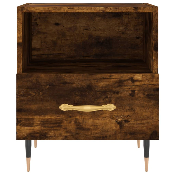 sengeborde 2 stk. 40x35x47,5 cm konstrueret træ røget egetræ