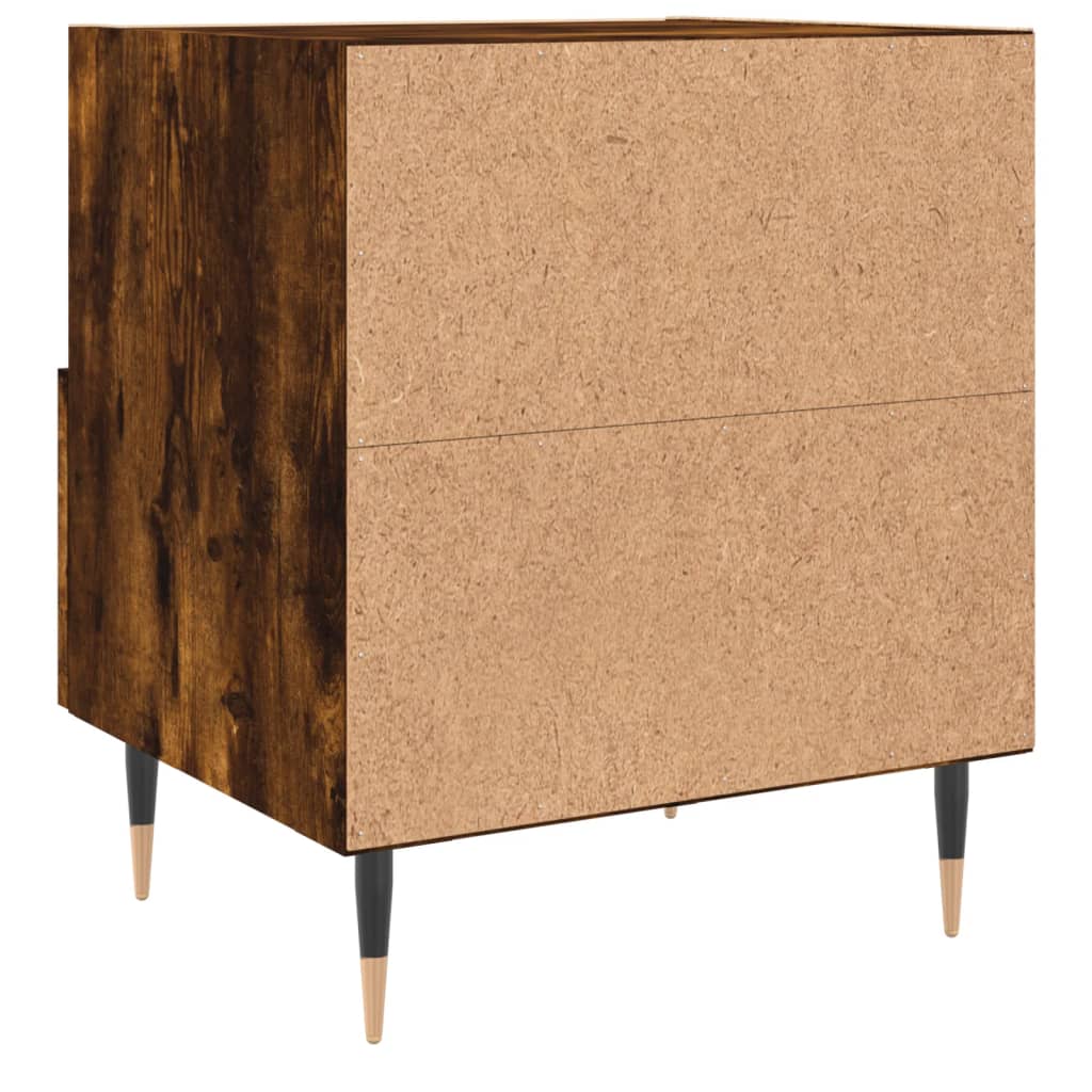 sengeborde 2 stk. 40x35x47,5 cm konstrueret træ røget egetræ