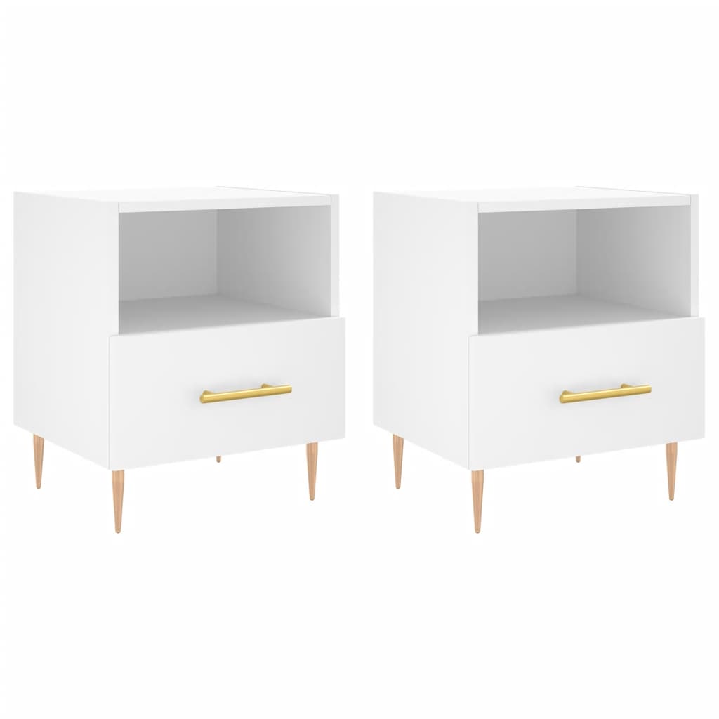 sengeborde 2 stk. 40x35x47,5 cm konstrueret træ hvid