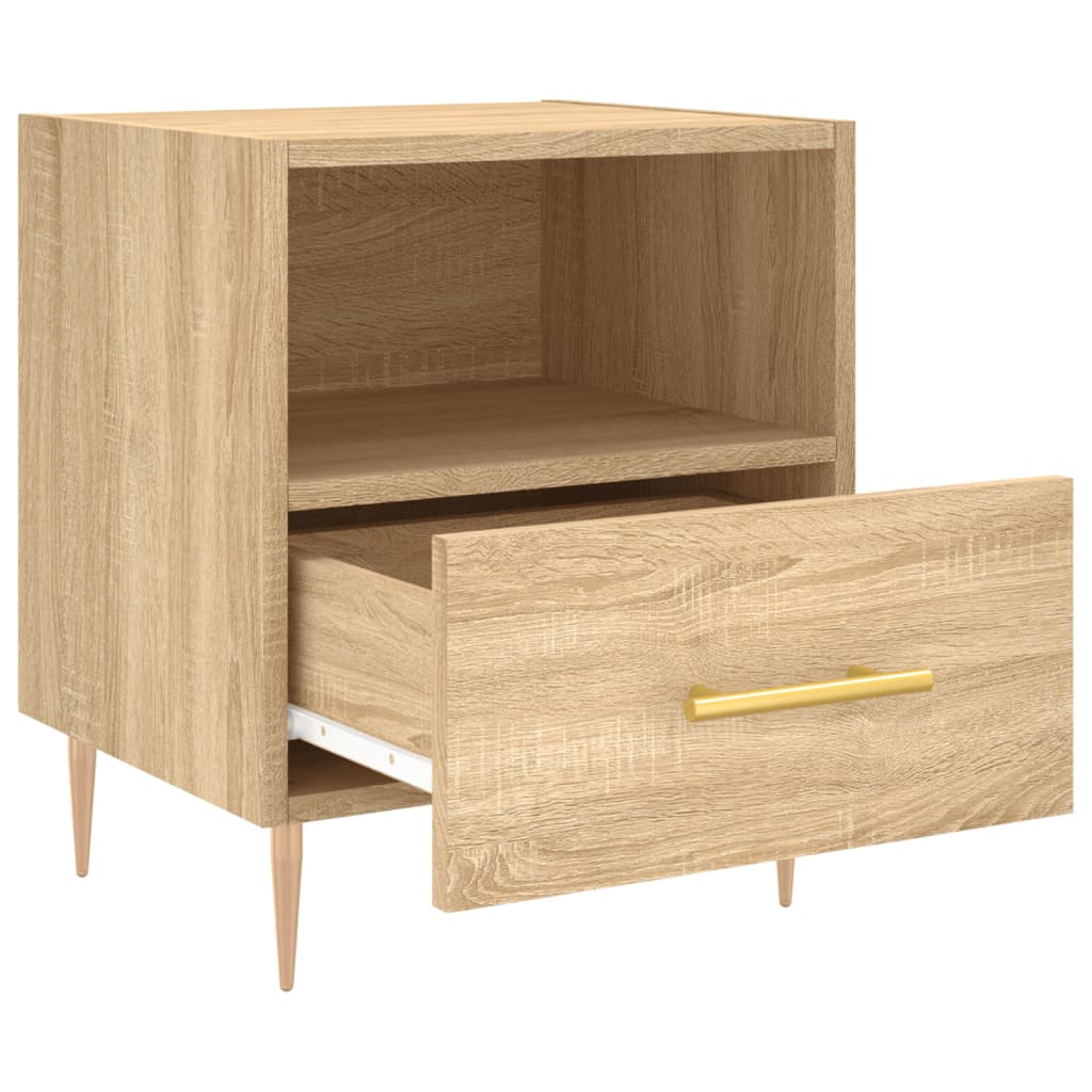 sengeborde 2 stk. 40x35x47,5 cm konstrueret træ sonoma-eg