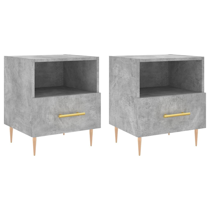 sengeborde 2 stk. 40x35x47,5 cm konstrueret træ betongrå