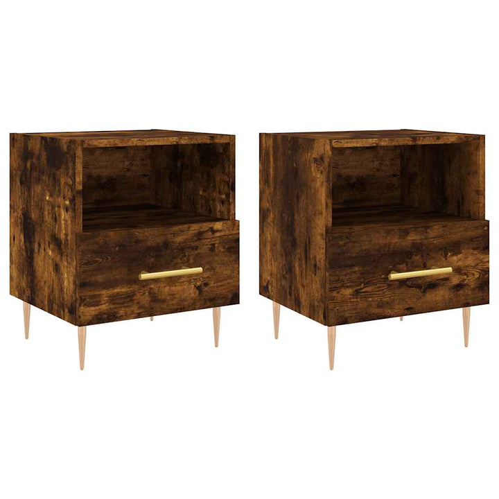 sengeborde 2 stk. 40x35x47,5 cm konstrueret træ røget egetræ