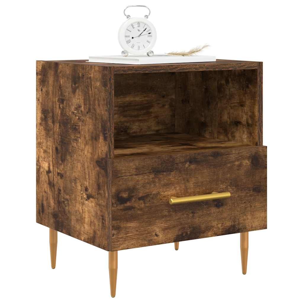 sengeborde 2 stk. 40x35x47,5 cm konstrueret træ røget egetræ