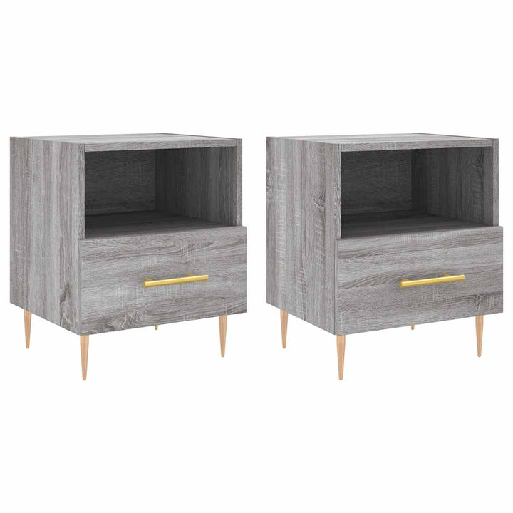 sengeborde 2 stk. 40x35x47,5 cm konstrueret træ grå sonoma-eg