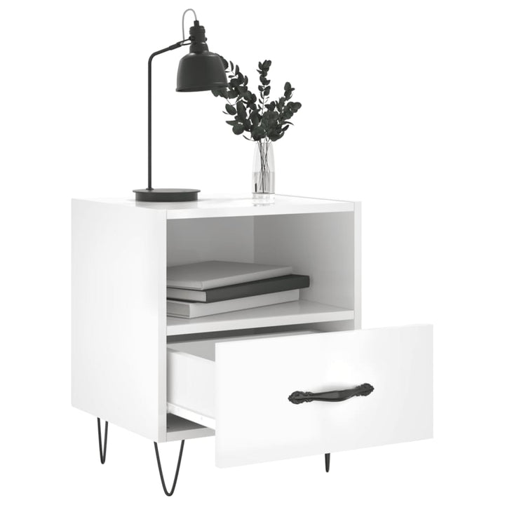sengeborde 2 stk. 40x35x47,5 cm konstrueret træ hvid højglans