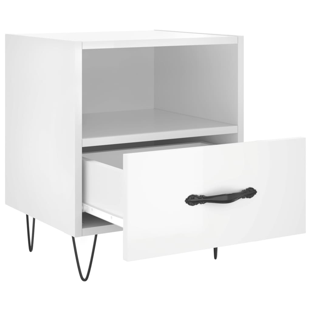 sengeborde 2 stk. 40x35x47,5 cm konstrueret træ hvid højglans