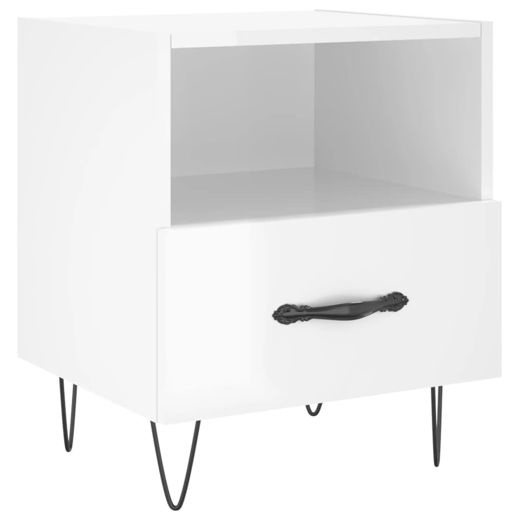 sengeborde 2 stk. 40x35x47,5 cm konstrueret træ hvid højglans