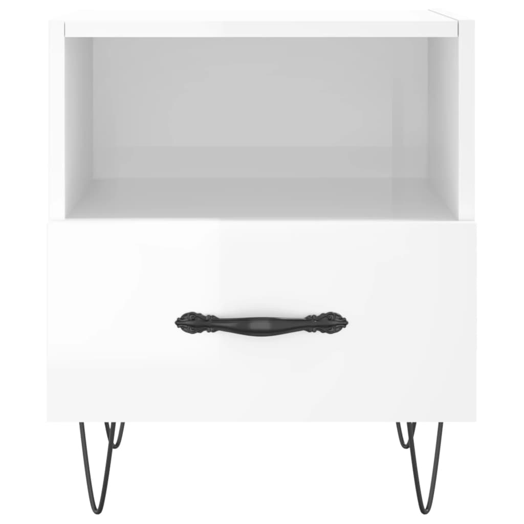 sengeborde 2 stk. 40x35x47,5 cm konstrueret træ hvid højglans