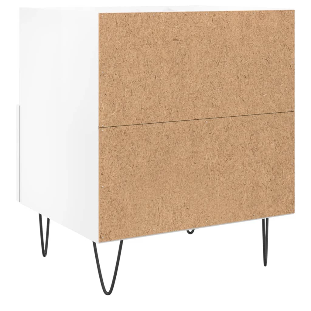 sengeborde 2 stk. 40x35x47,5 cm konstrueret træ hvid højglans