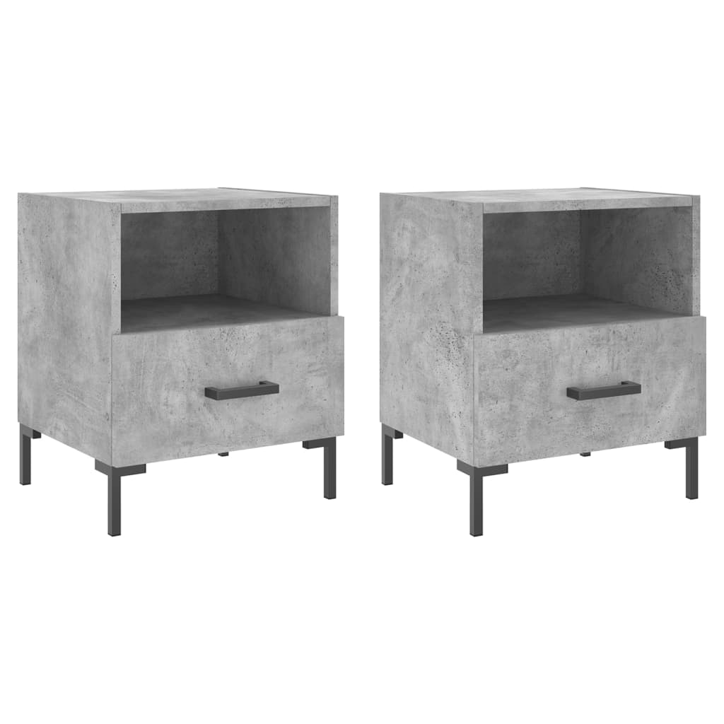 sengeborde 2 stk. 40x35x47,5 cm konstrueret træ betongrå