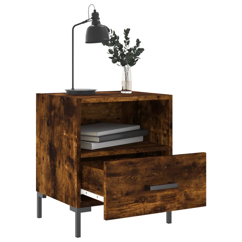 sengeborde 2 stk. 40x35x47,5 cm konstrueret træ røget egetræ