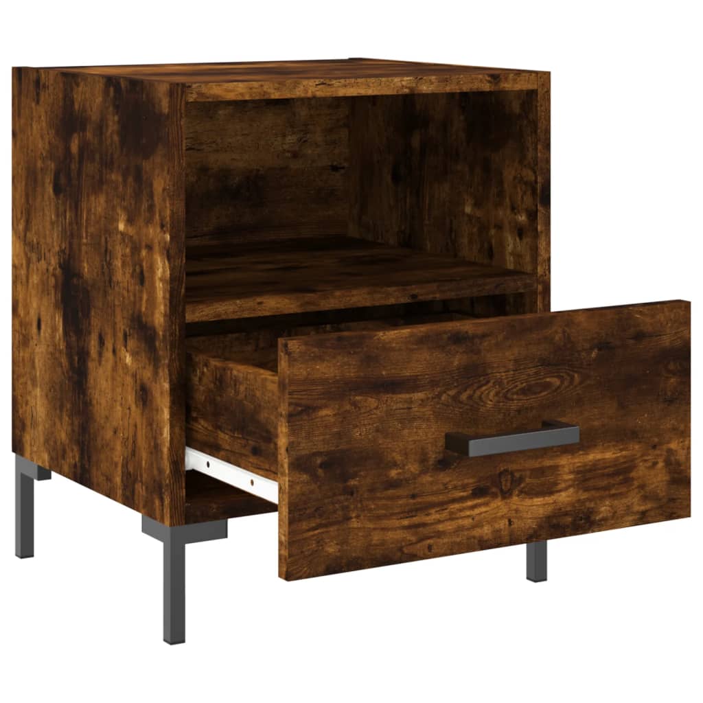 sengeborde 2 stk. 40x35x47,5 cm konstrueret træ røget egetræ
