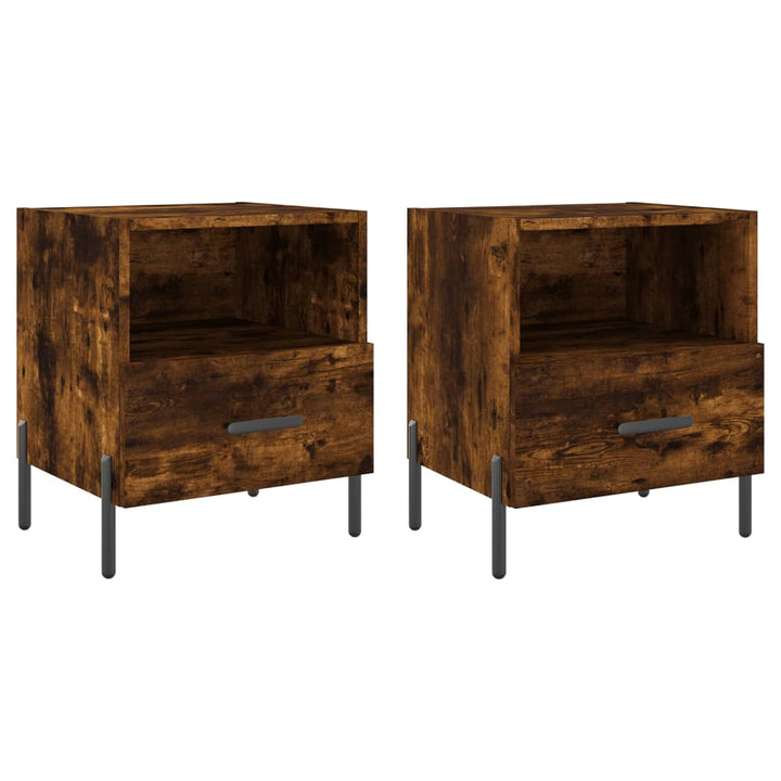 sengeborde 2 stk. 40x35x47,5 cm konstrueret træ røget egetræ