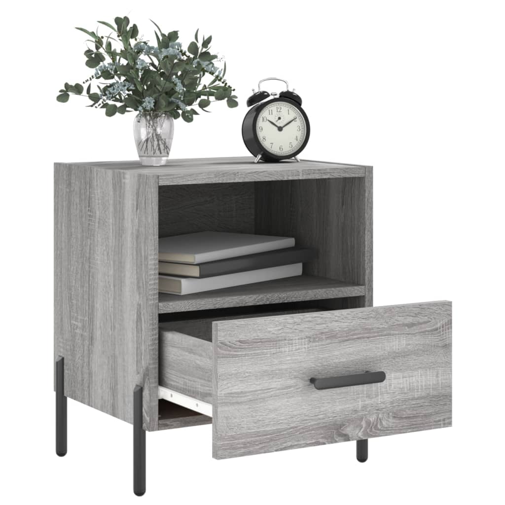 sengeborde 2 stk. 40x35x47,5 cm konstrueret træ grå sonoma-eg