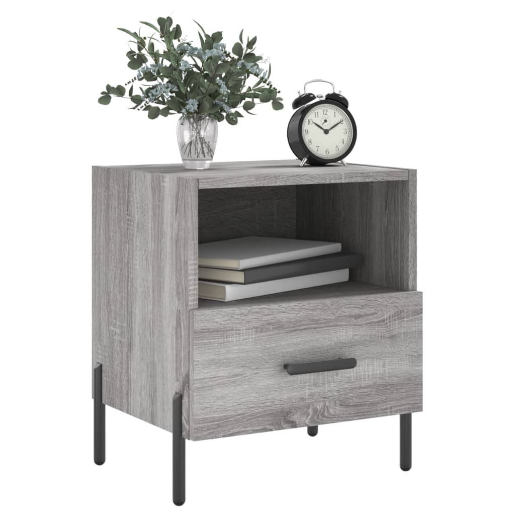 sengeborde 2 stk. 40x35x47,5 cm konstrueret træ grå sonoma-eg