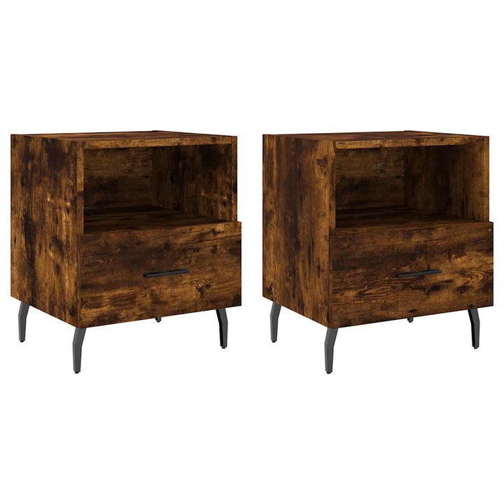 sengeborde 2 stk. 40x35x47,5 cm konstrueret træ røget egetræ