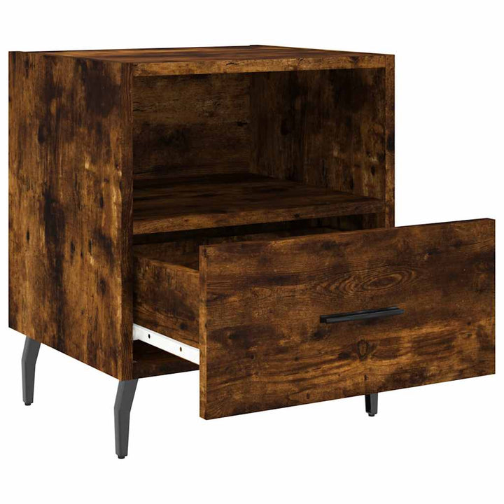sengeborde 2 stk. 40x35x47,5 cm konstrueret træ røget egetræ