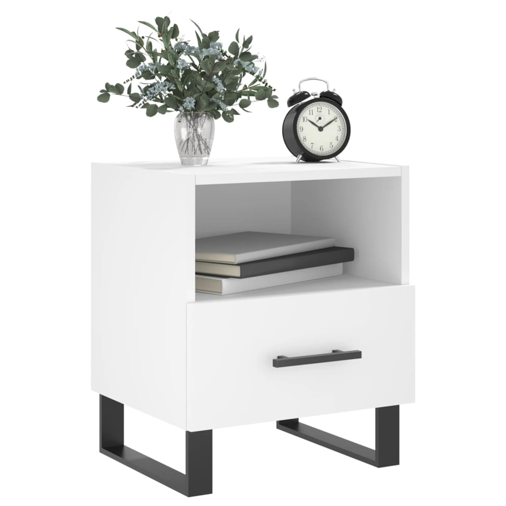 sengebord 40x35x47,5 cm konstrueret træ hvid