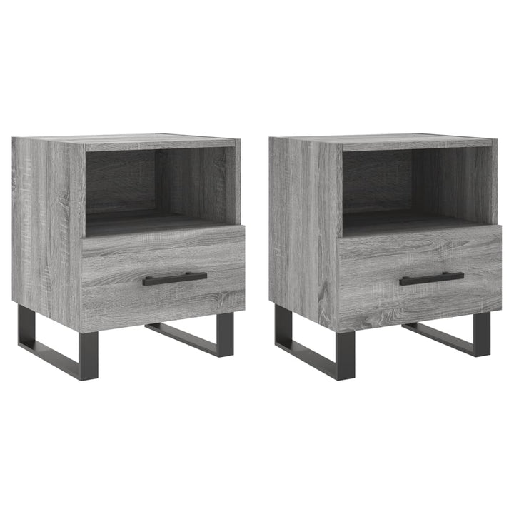 sengeborde 2 stk. 40x35x47,5 cm konstrueret træ grå sonoma-eg