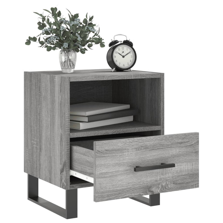 sengeborde 2 stk. 40x35x47,5 cm konstrueret træ grå sonoma-eg