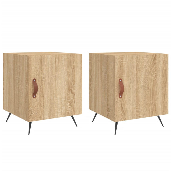 sengeborde 2 stk. 40x40x50 cm konstrueret træ sonoma-eg