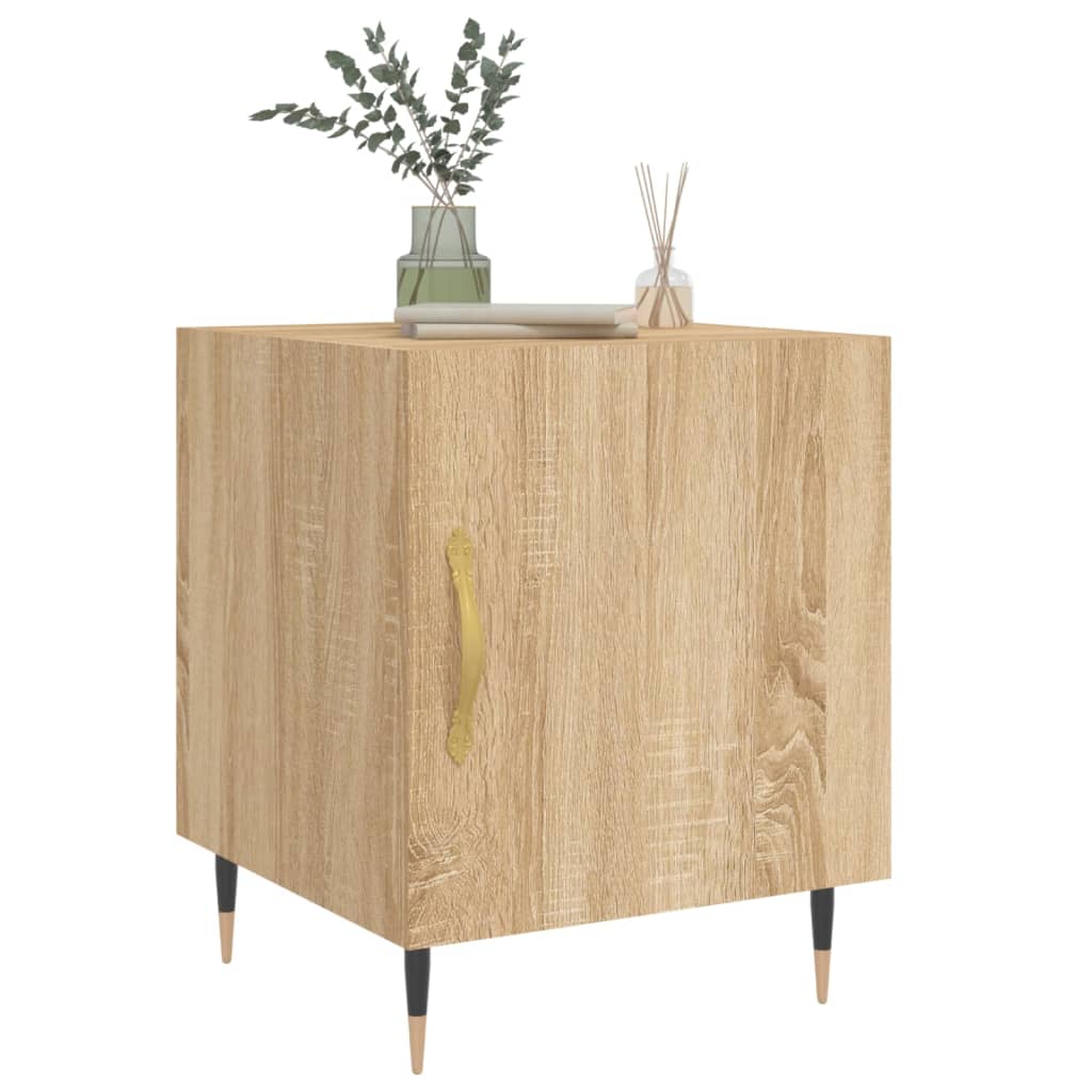 sengeborde 2 stk. 40x40x50 cm konstrueret træ sonoma-eg