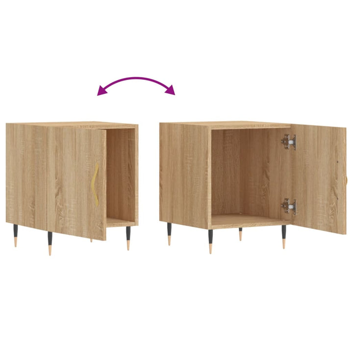 sengeborde 2 stk. 40x40x50 cm konstrueret træ sonoma-eg