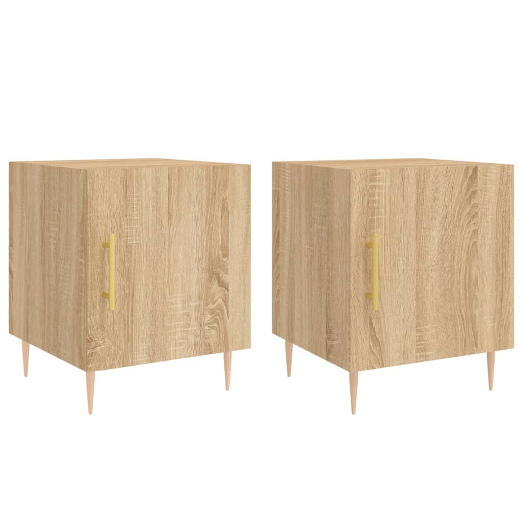 sengeborde 2 stk. 40x40x50 cm konstrueret træ sonoma-eg