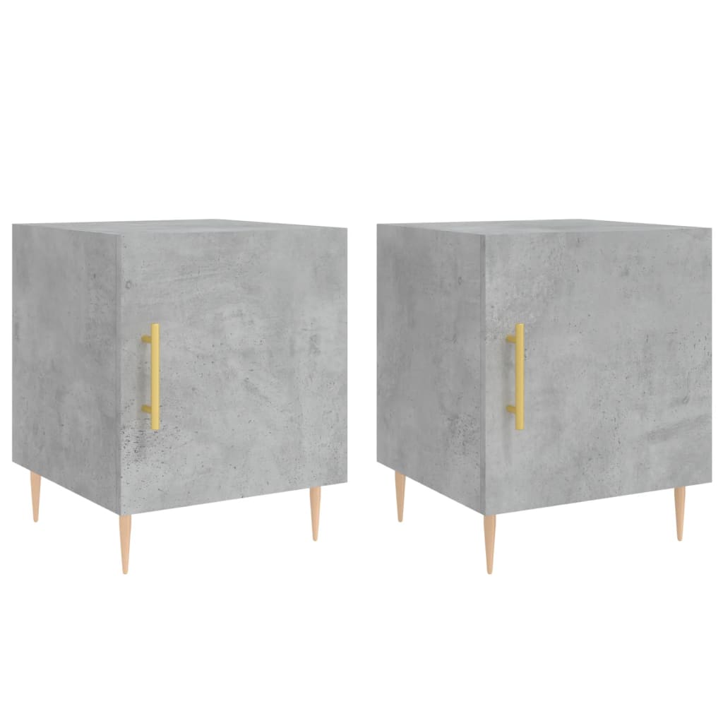 sengeborde 2 stk. 40x40x50 cm konstrueret træ betongrå