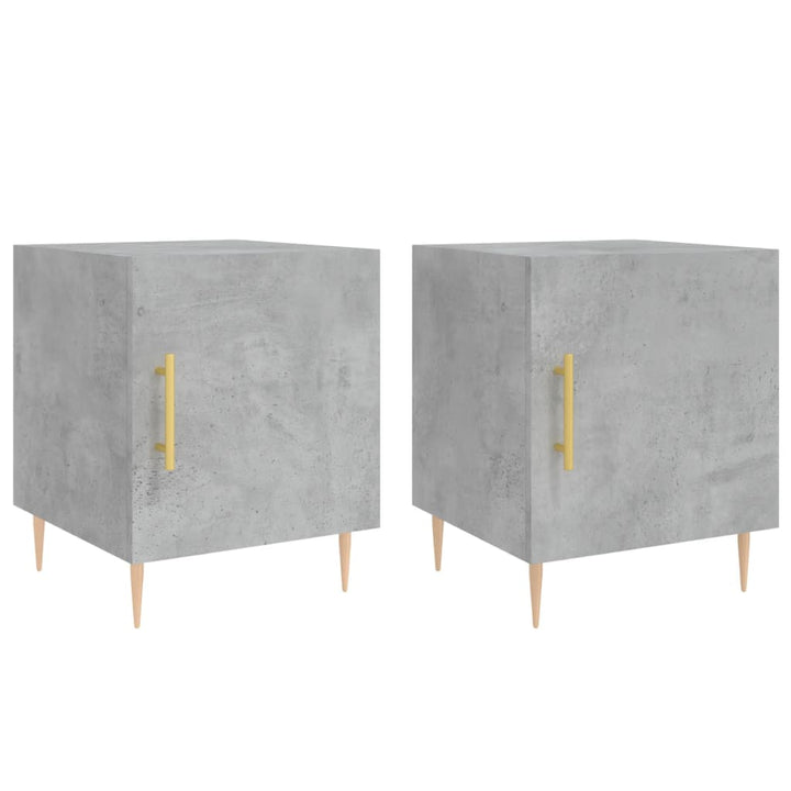 sengeborde 2 stk. 40x40x50 cm konstrueret træ betongrå