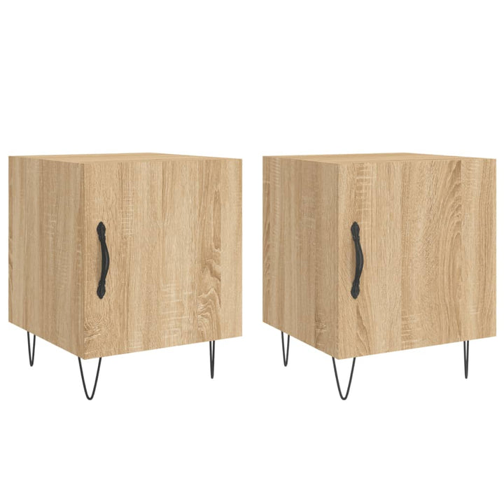 sengeborde 2 stk. 40x40x50 cm konstrueret træ sonoma-eg