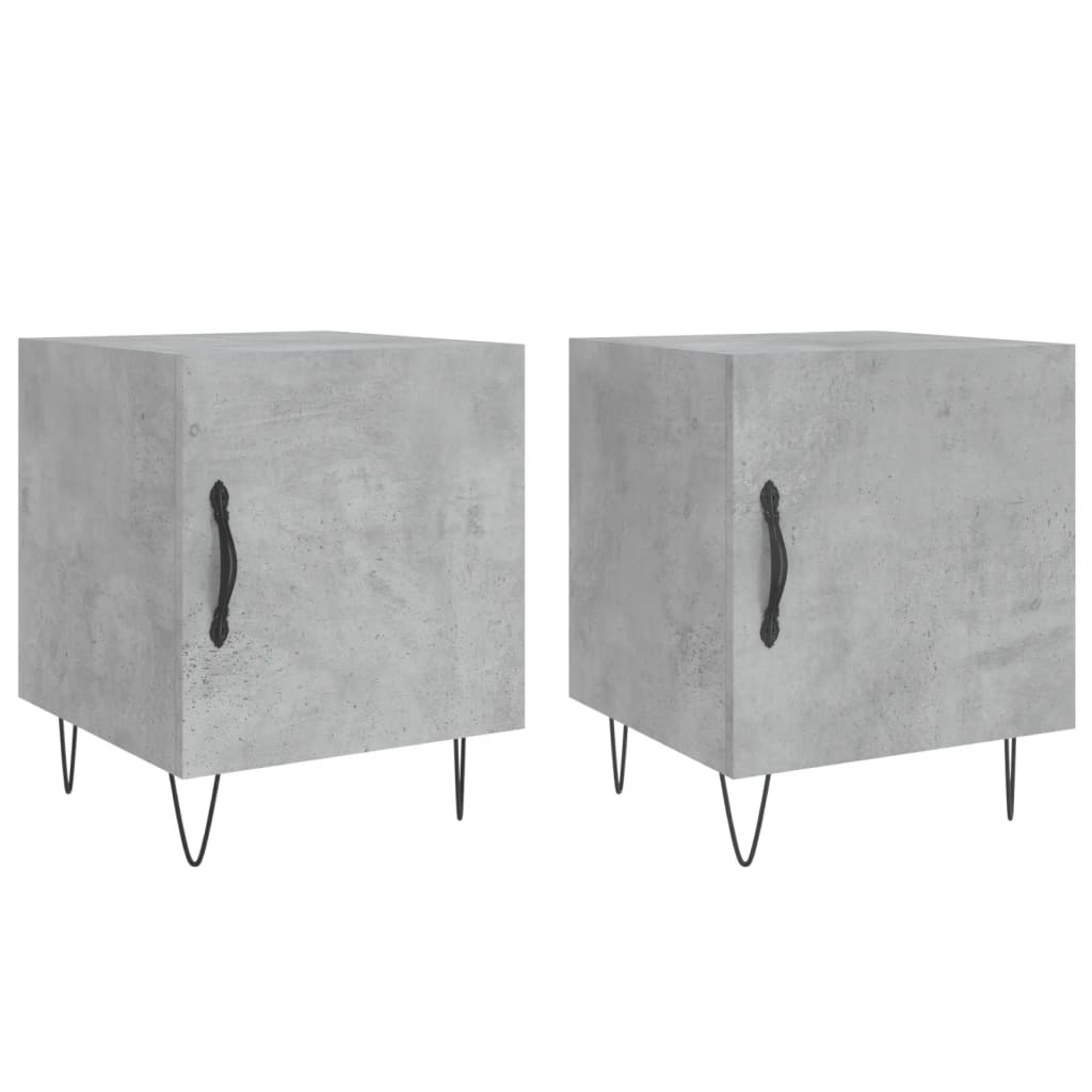 sengeborde 2 stk. 40x40x50 cm konstrueret træ betongrå