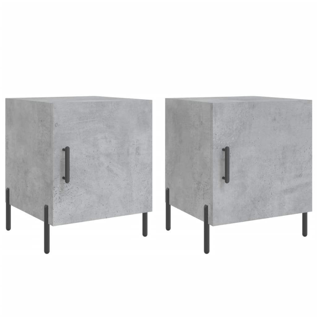 sengeborde 2 stk. 40x40x50 cm konstrueret træ betongrå