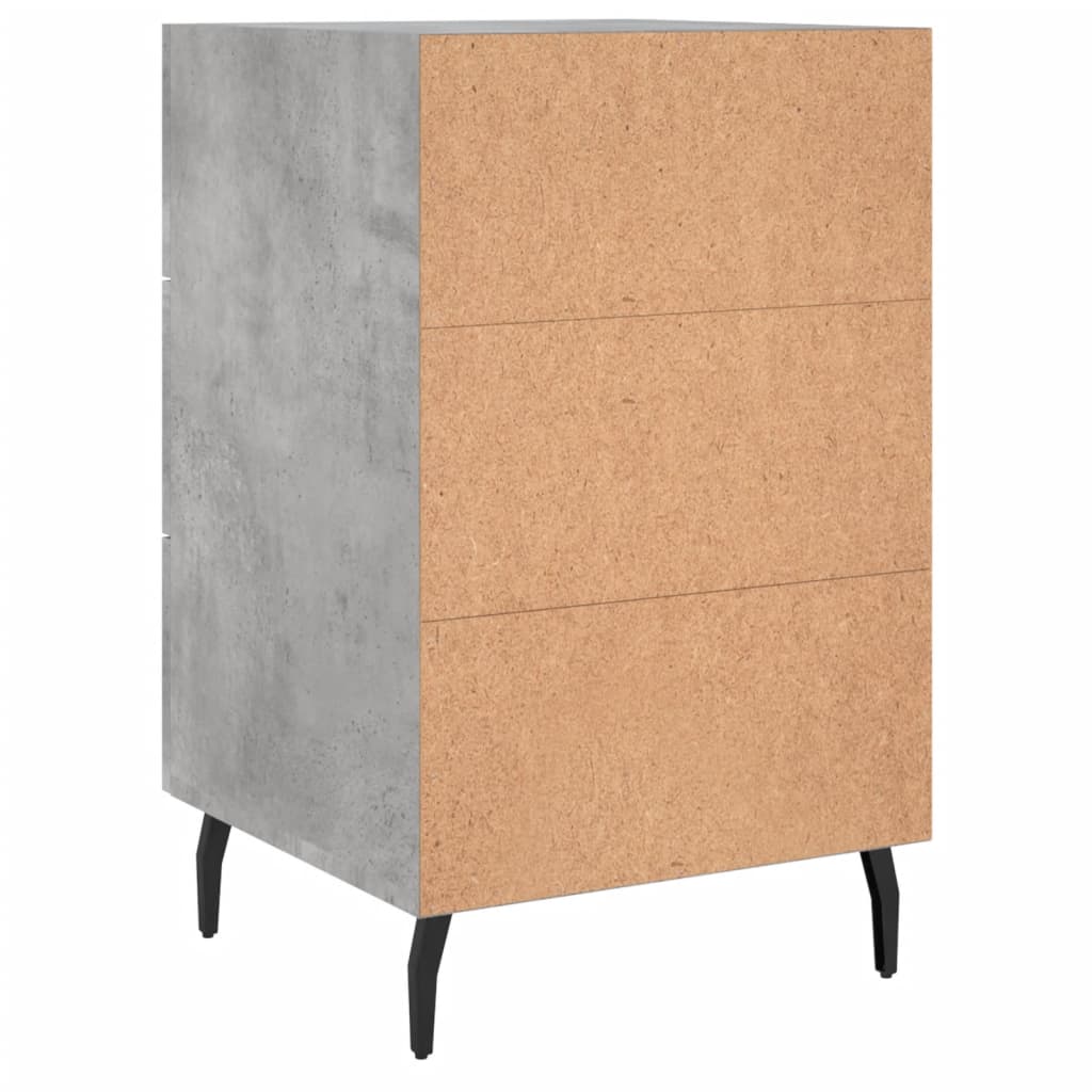 sengebord 40x40x66 cm konstrueret træ betongrå