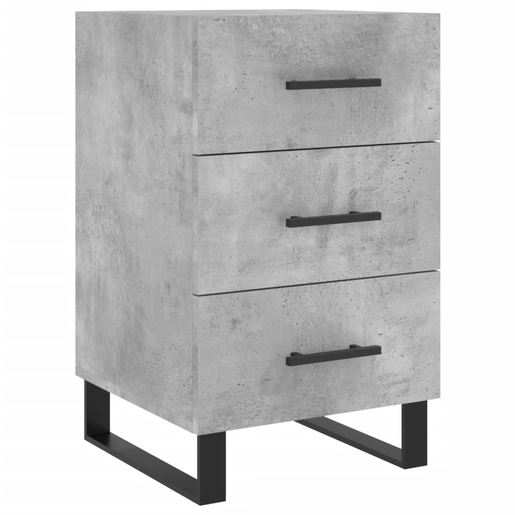 sengebord 40x40x66 cm konstrueret træ betongrå