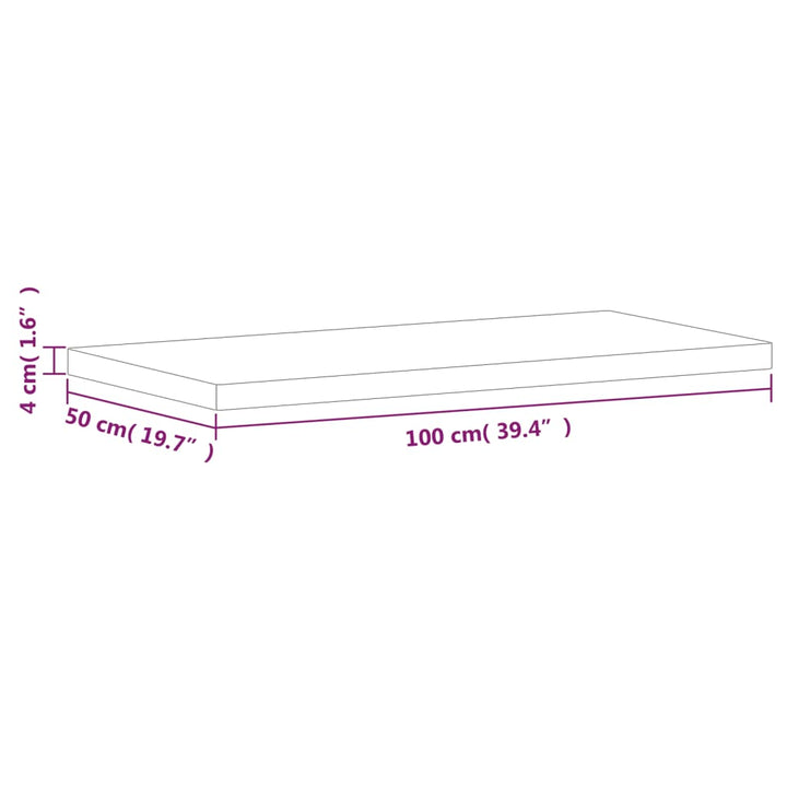 bordplade 100x50x4 cm rektangulær massivt bøgetræ