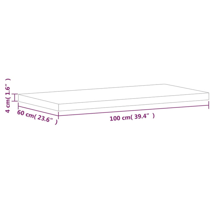 bordplade 100x60x4 cm rektangulær massivt bøgetræ