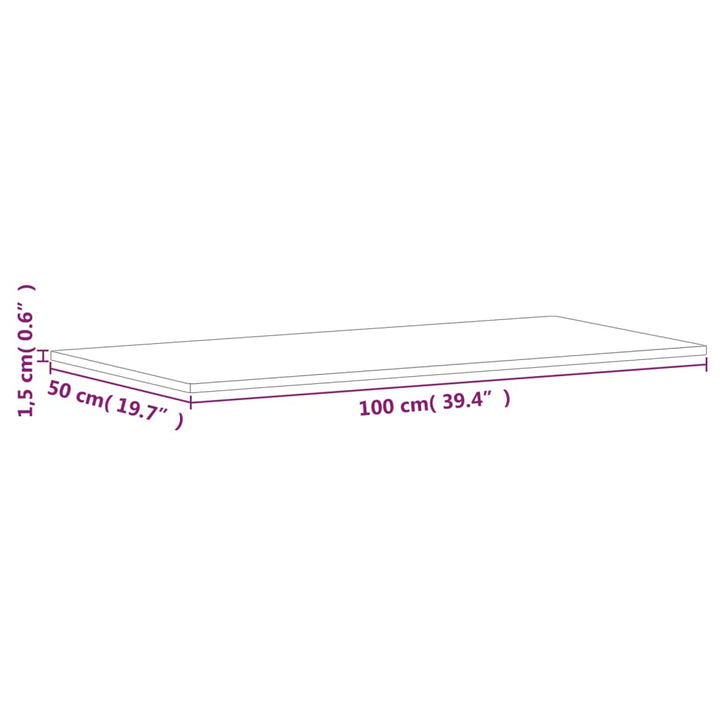 bordplade 100x50x1,5 cm rektangulær massivt bøgetræ