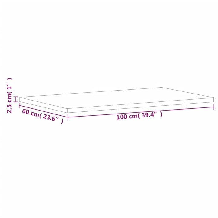 bordplade 100x60x2,5 cm rektangulær massivt bøgetræ