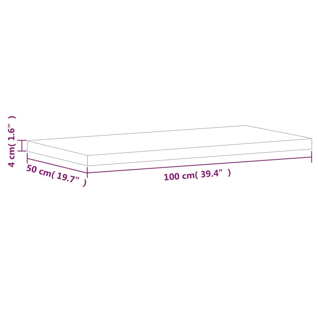 bordplade 100x50x4 cm rektangulær massivt bøgetræ