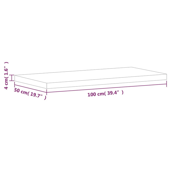 bordplade 100x50x4 cm rektangulær massivt bøgetræ