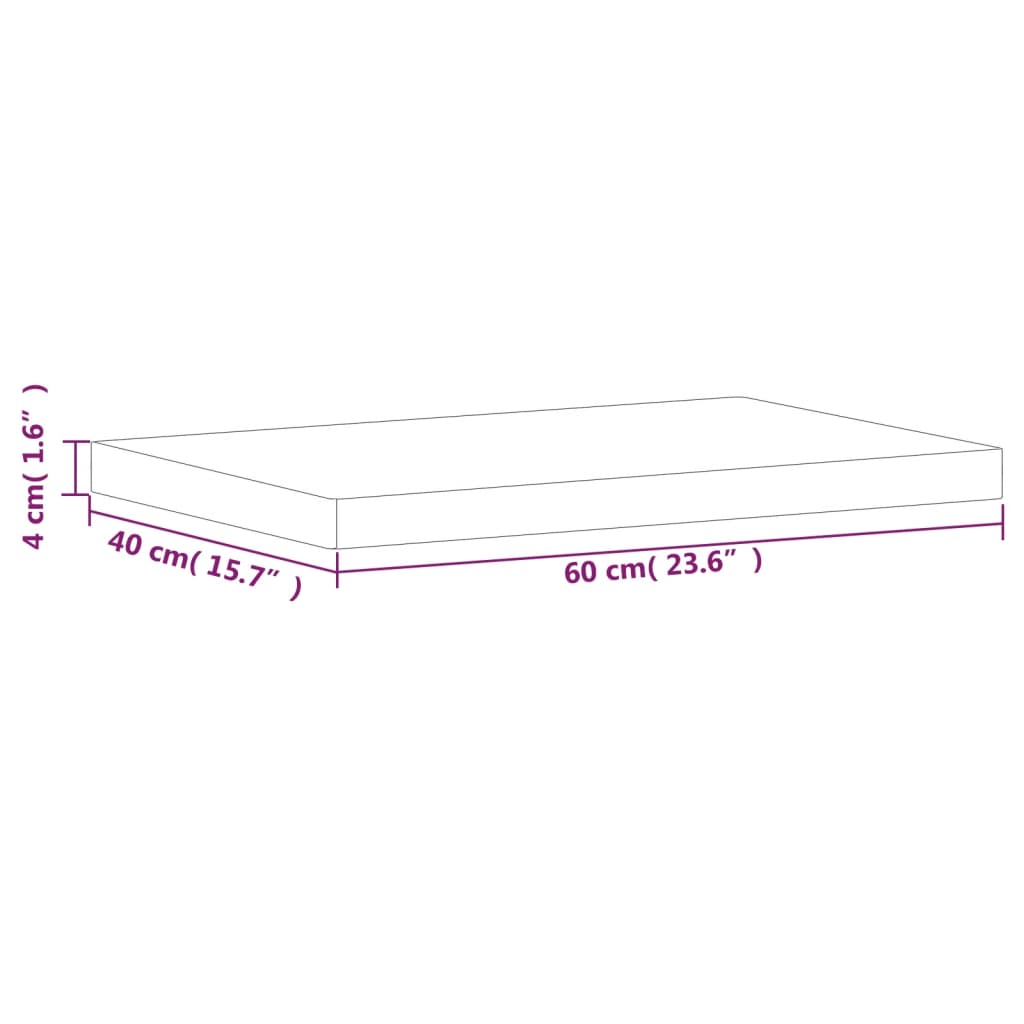 bordplade 60x40x4 cm rektangulær massivt bøgetræ