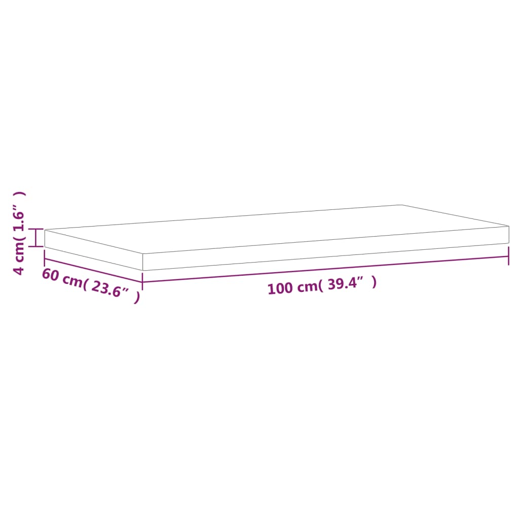 bordplade 100x60x4 cm rektangulær massivt bøgetræ