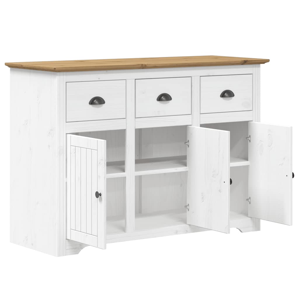 skænk BODO 115,5x44x80 cm massivt fyrretræ hvid og brun