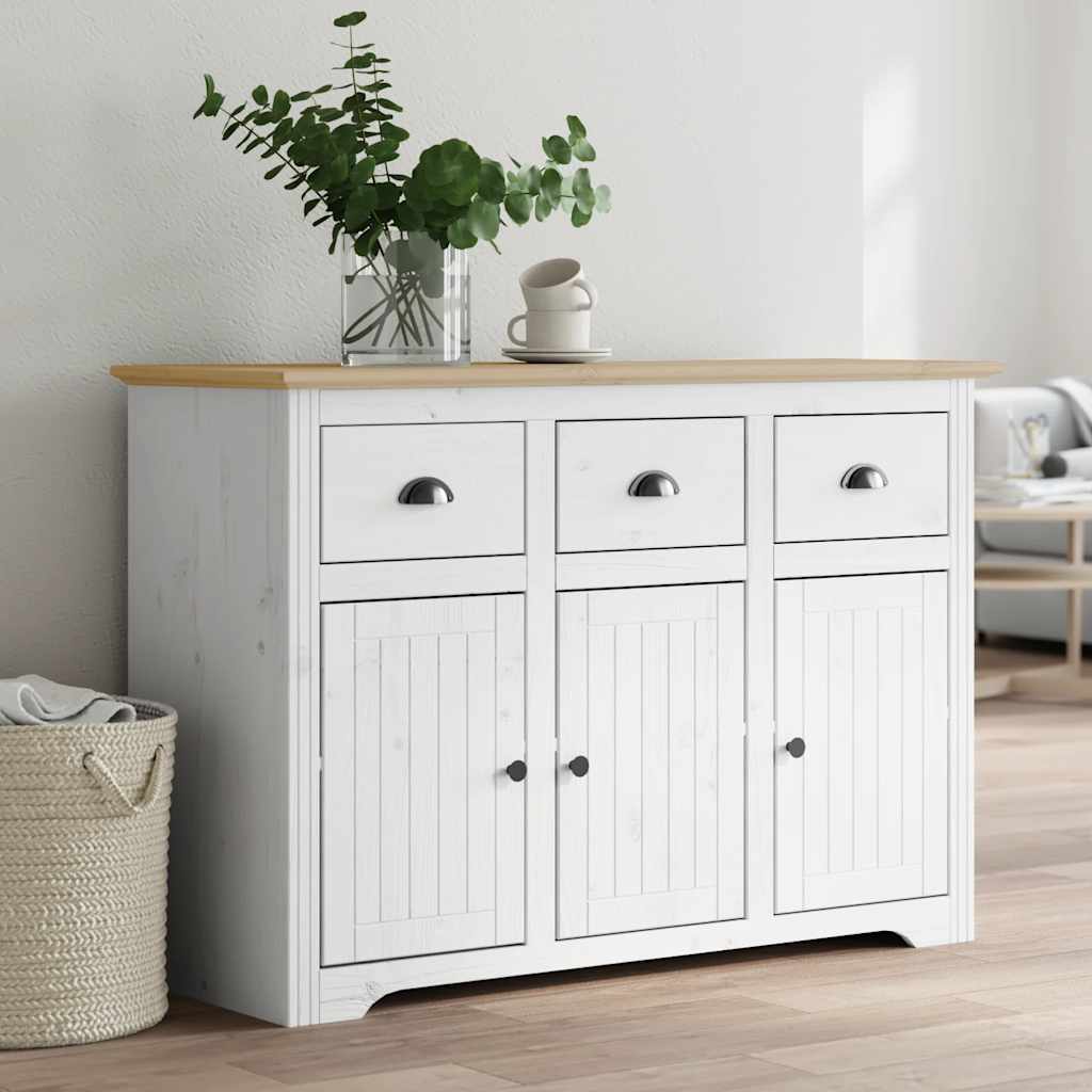 skænk BODO 115,5x44x80 cm massivt fyrretræ hvid og brun