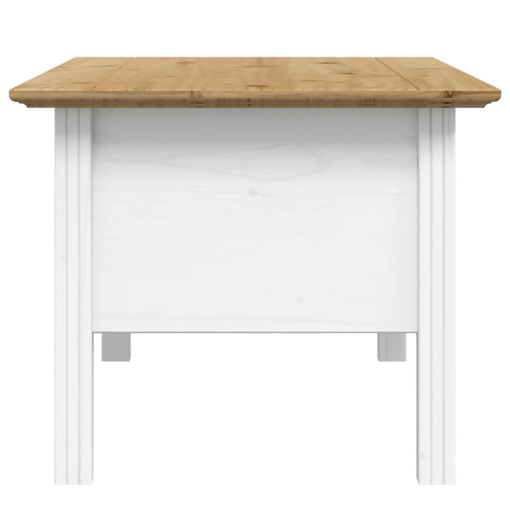 sofabord BODO 100x55x46 cm massivt fyrretræ hvid og brun