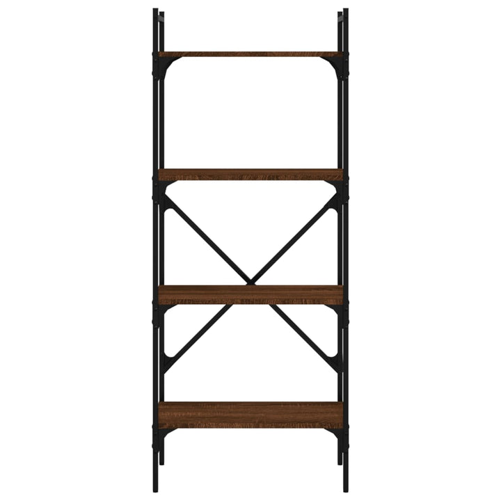 bogreol med 4 hylder 56x31,5x138,5 cm konstrueret træ brunt eg