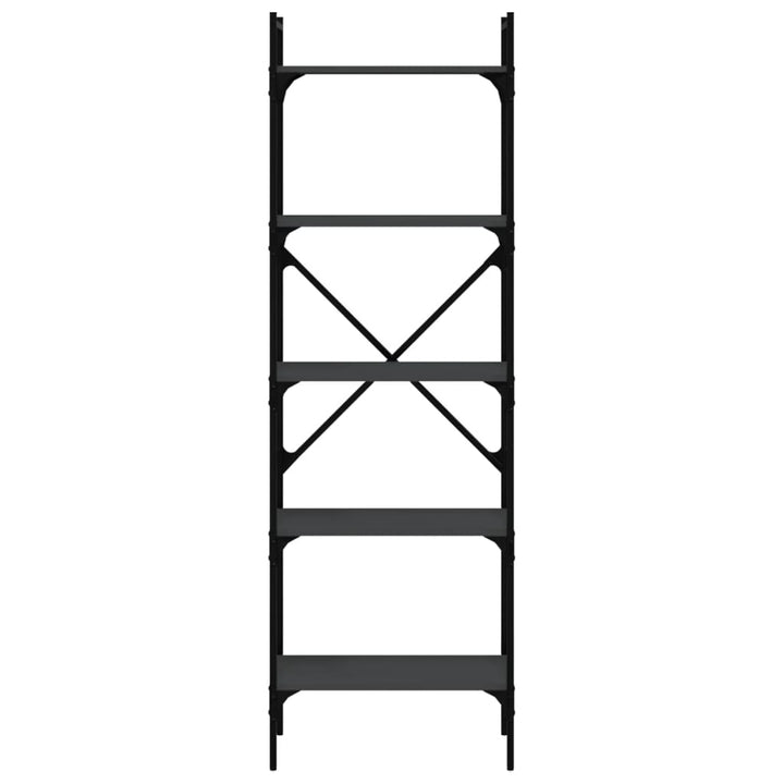 bogreol med 5 hylder 56x31,5x174 cm konstrueret træ sort
