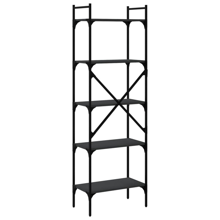 bogreol med 5 hylder 56x31,5x174 cm konstrueret træ sort