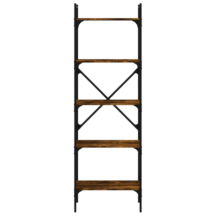 bogreol med 5 hylder 56x31,5x174 cm konstrueret træ røget eg